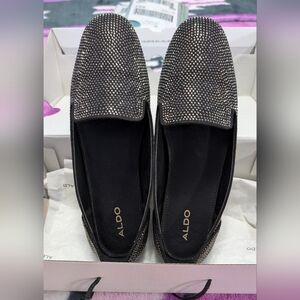 Aldo Blingy Beautiful 😍 Black Rhinestone Loafers Size 8.5